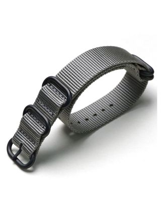 Tiera gray ZULU-strap - black PVD buckle and loops