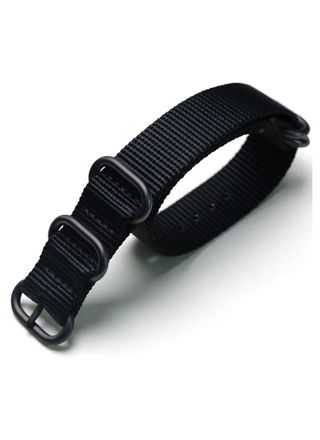 Tiera black ZULU-strap - black PVD buckle and loops