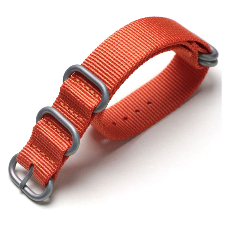 Tiera orange ZULU-strap - brushed silver buckle and loops