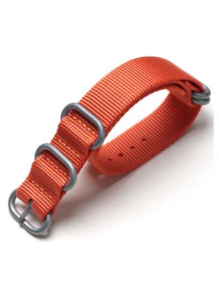 Tiera orange ZULU-strap - brushed silver buckle and loops