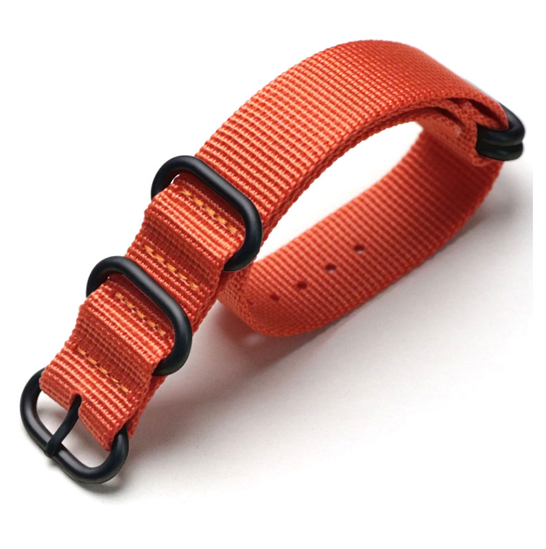 Tiera orange ZULU strap black PVD buckle and loops