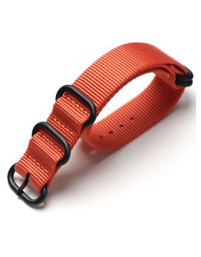 Tiera orange ZULU-strap - black PVD buckle and loops