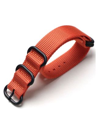 Tiera orange ZULU-strap - black PVD buckle and loops