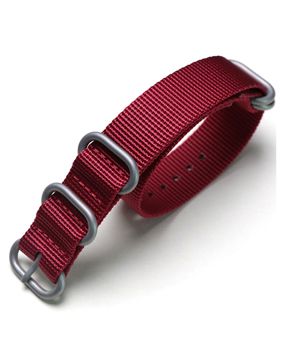 Tiera red ZULU-strap - brushed silver buckle and loops