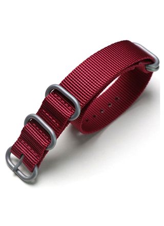 Tiera red ZULU-strap - brushed silver buckle and loops