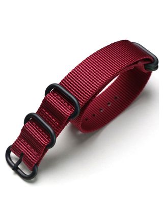 Tiera red ZULU-strap - black PVD buckle and loops