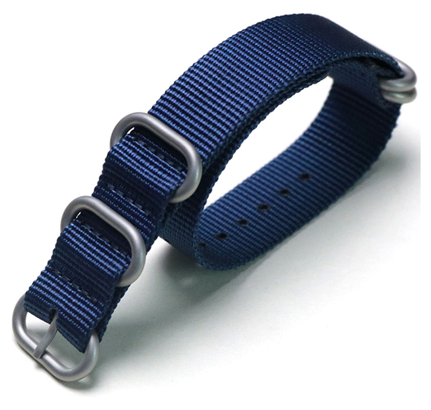 Tiera blue ZULU-strap - brushed silver buckle and loops