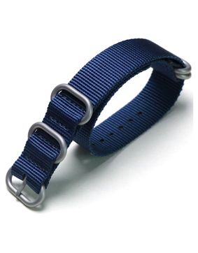 Tiera blue ZULU-strap - brushed silver buckle and loops