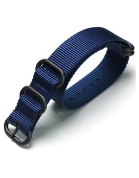 Tiera blue ZULU-strap - black PVD buckle and loops