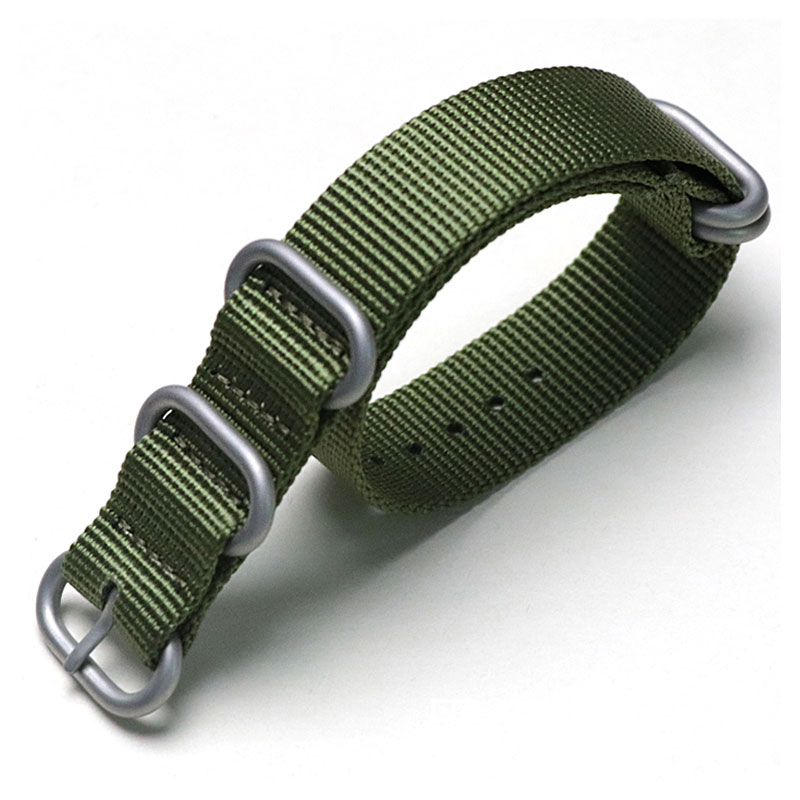 Tiera green ZULU-strap - brushed silver buckle and loops