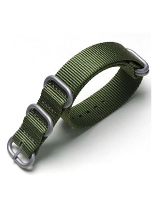 Tiera green ZULU-strap - brushed silver buckle and loops