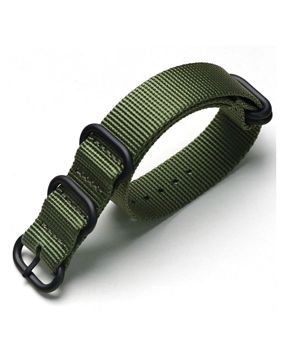 Tiera green ZULU-strap - black PVD buckle and loops