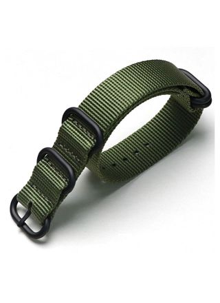Tiera green ZULU-strap - black PVD buckle and loops