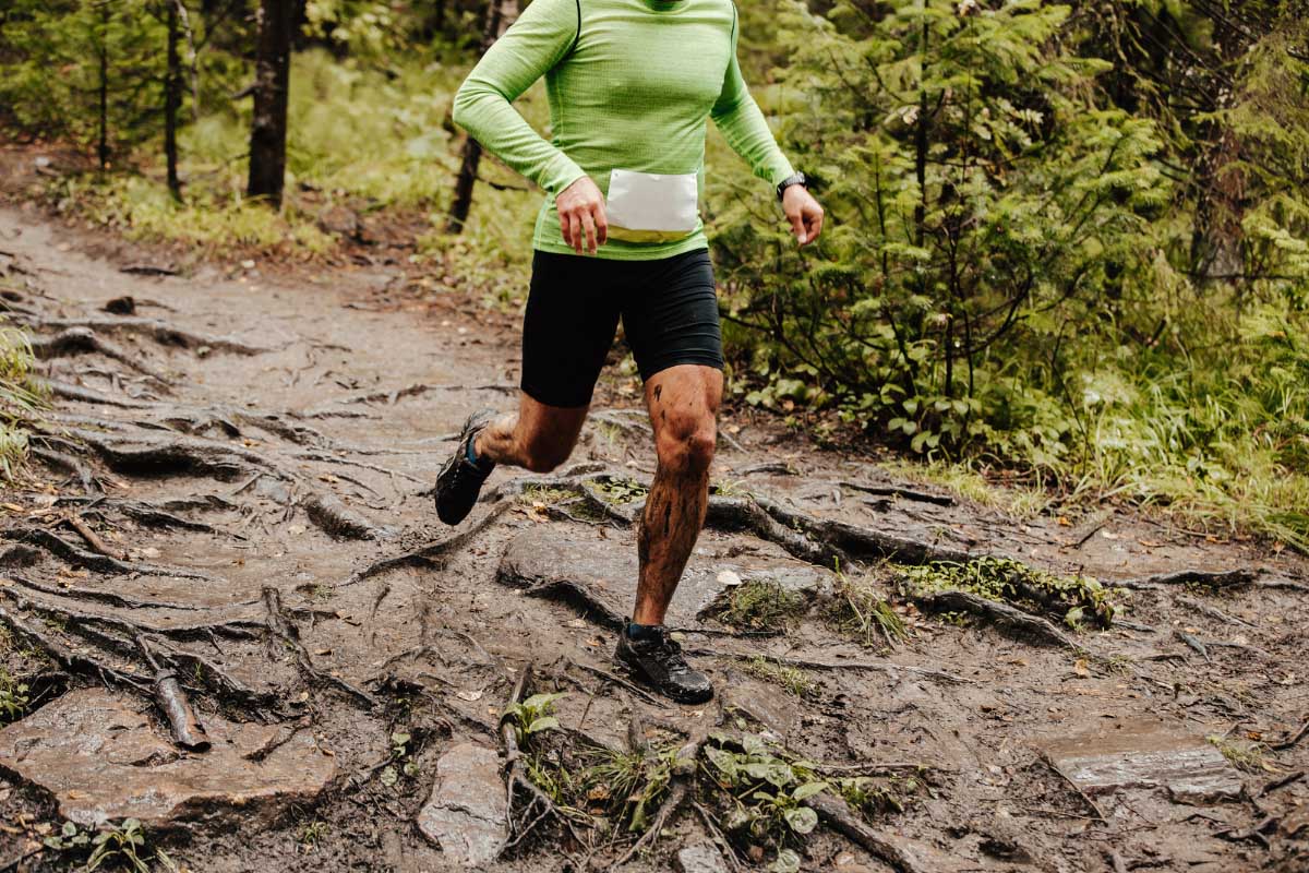 man running in the forest