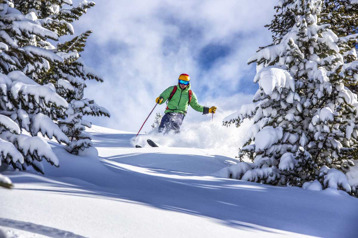 man skiing